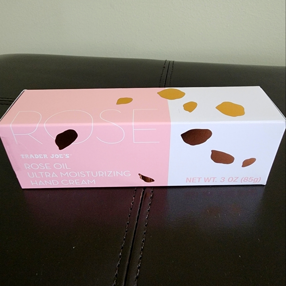 Traders joes 3oz rose oil hand cream.